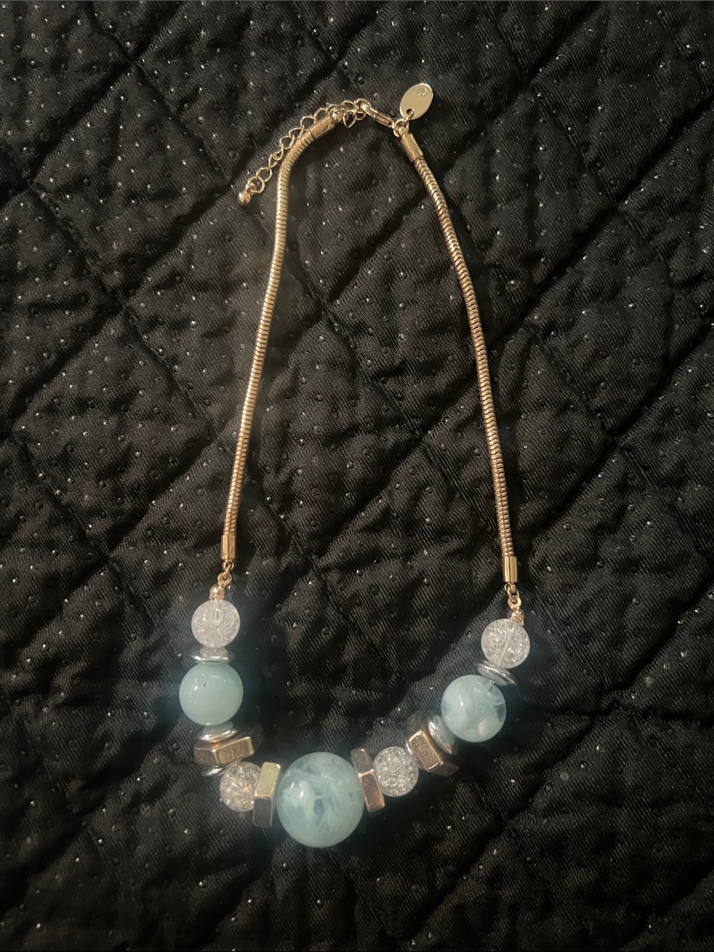 White House  Stella & Dot Mint & Clear Beaded Statement Necklace